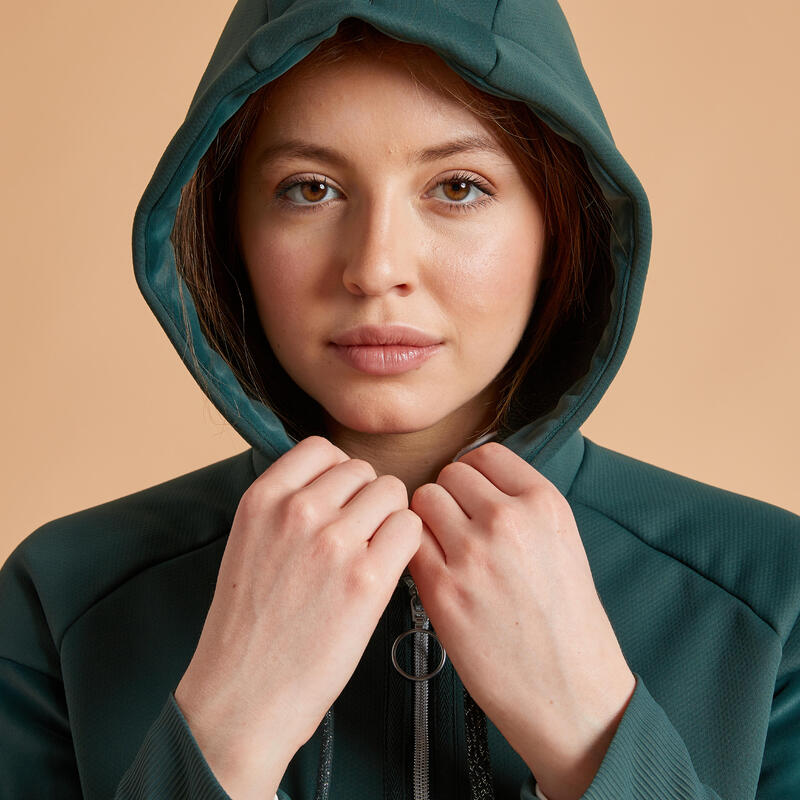 Sudadera Equitación 900 Mujer Verde Cálida