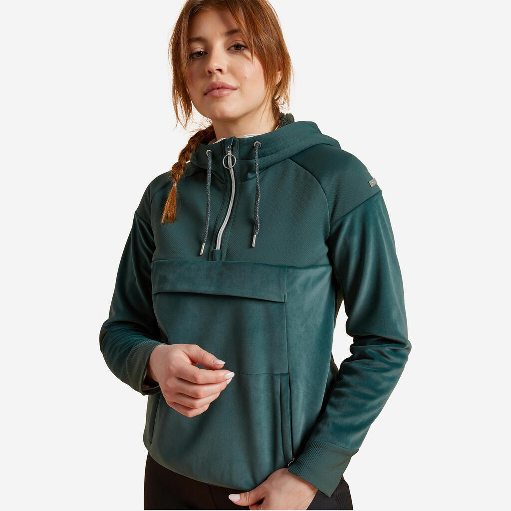 Sieviešu siltais jāšanas sporta krekls “900”, zaļš