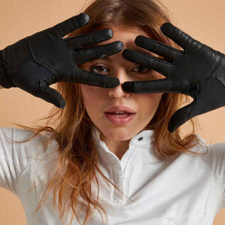 Adult Horse Riding Gloves Classic - Black