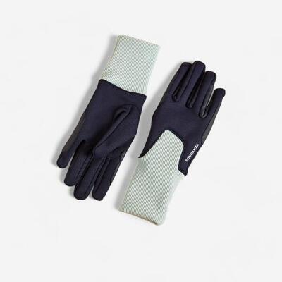 Paardrijhandschoenen voor kinderen 140 warm marineblauw/groen