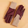 Kids' Warm Horse Riding Gloves 140 - Burgundy/Beige