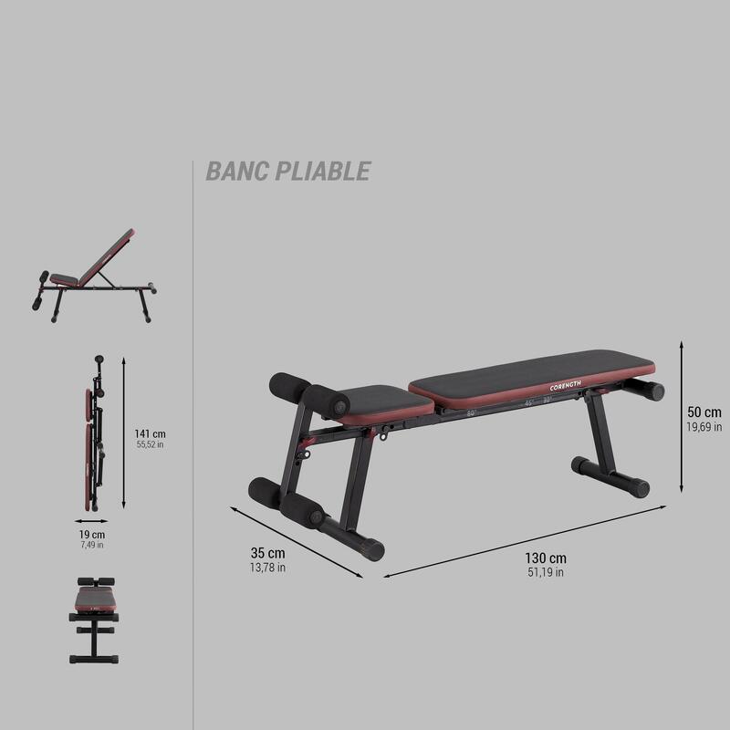 Banc de musculation pliable, inclinable, abdominaux - bench 500 fold