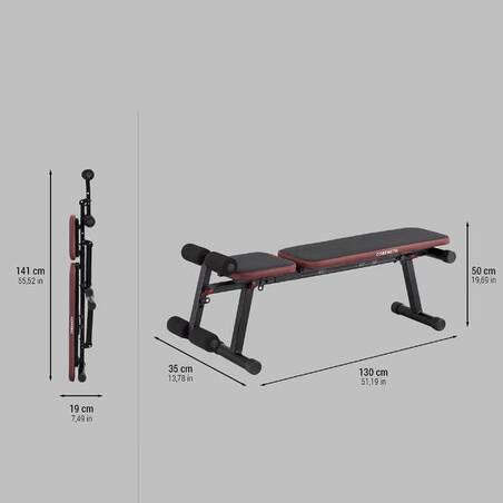 Fold-Down Incline Weights Bench with Leg Bar 500 Fold