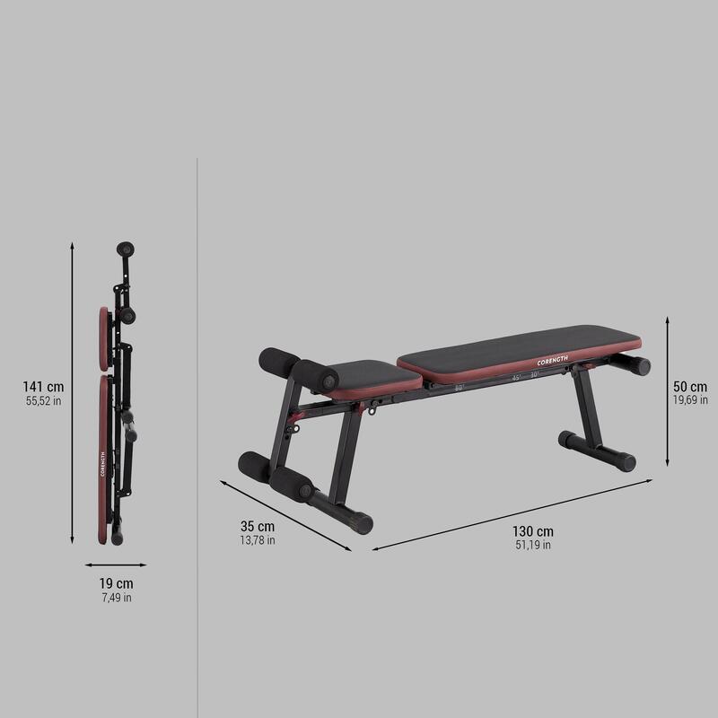 Banc de musculation pliable, inclinable, abdominaux - bench 500 fold