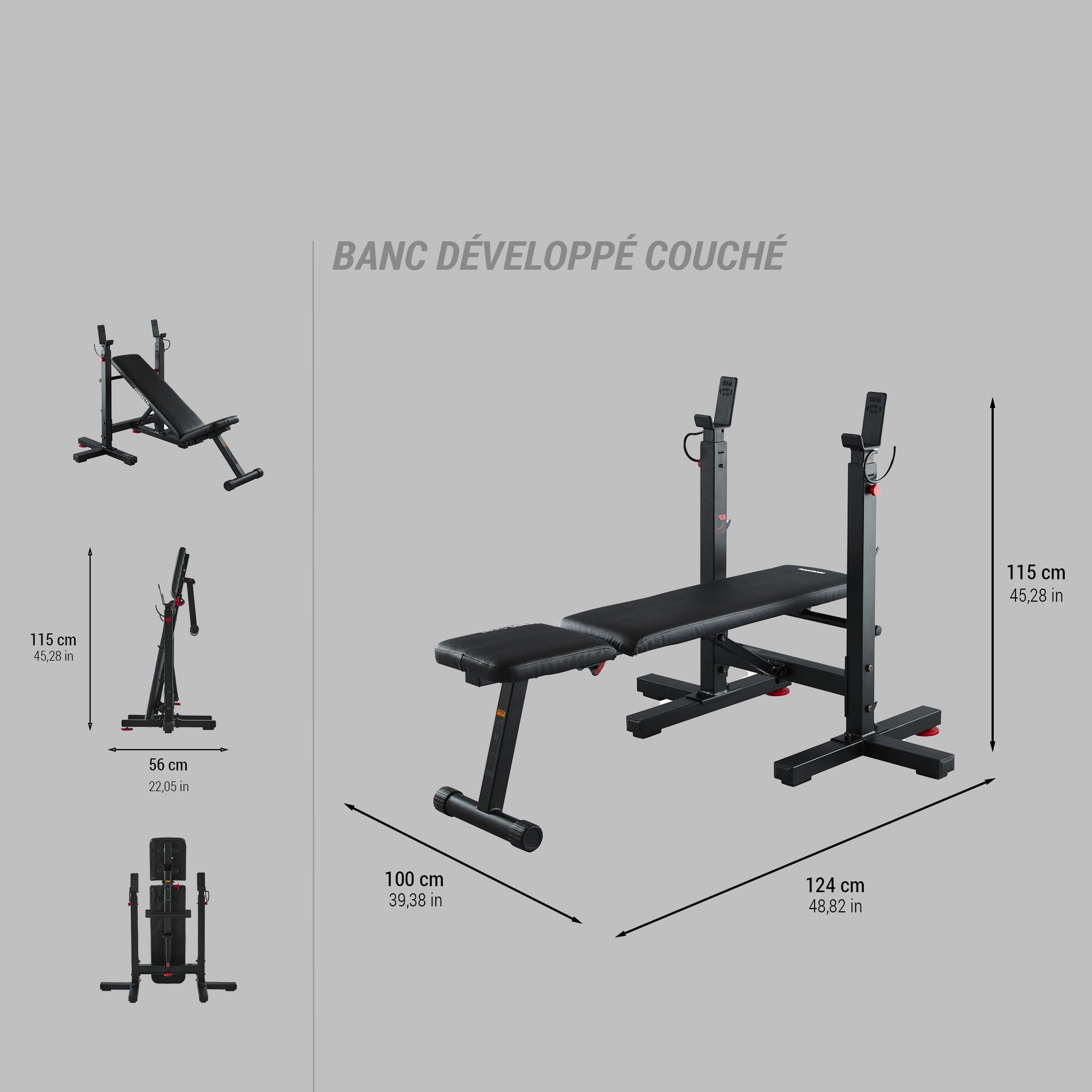 Banc de musculation avec chandelles pliables, inclinable - bench press fold 6/12