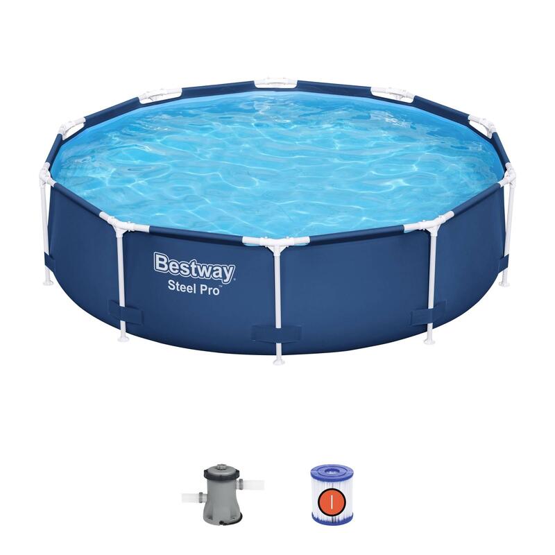 Piscina Steel Pro tubular circular 305x76cm + bomba e filtro