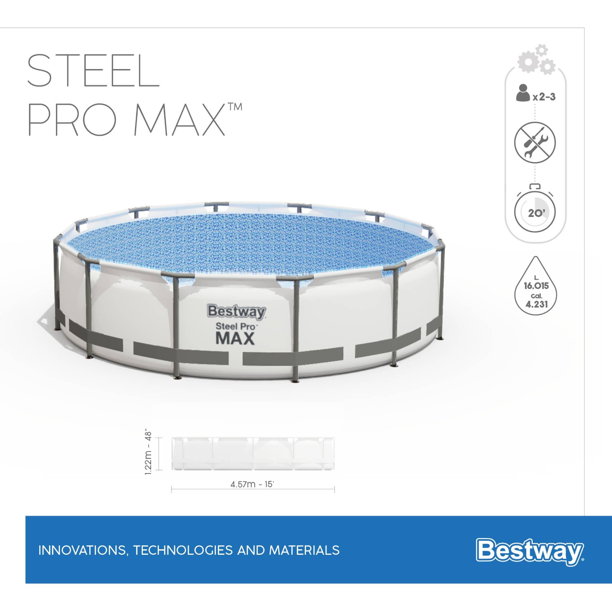 Piscina STEEL PRO MAX circular 457x122cm com depuradora + filtro + escada 7/8