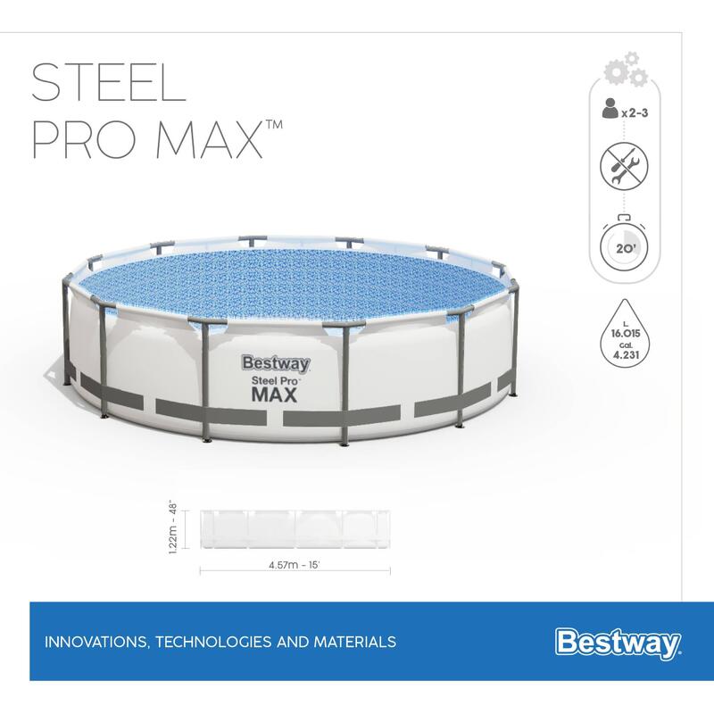 Piscina STEEL PRO MAX circular 457x122cm com depuradora + filtro + escada
