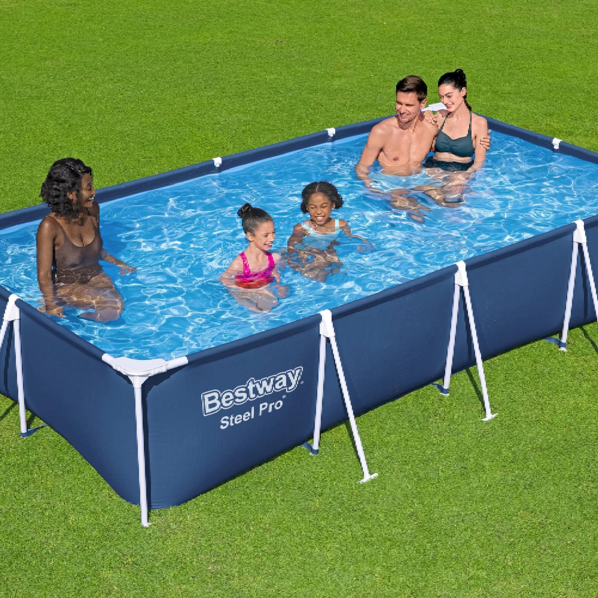 Piscina SteelPro retangular 400X211X81 CM com Bomba Depuradora e Filtro 6/11
