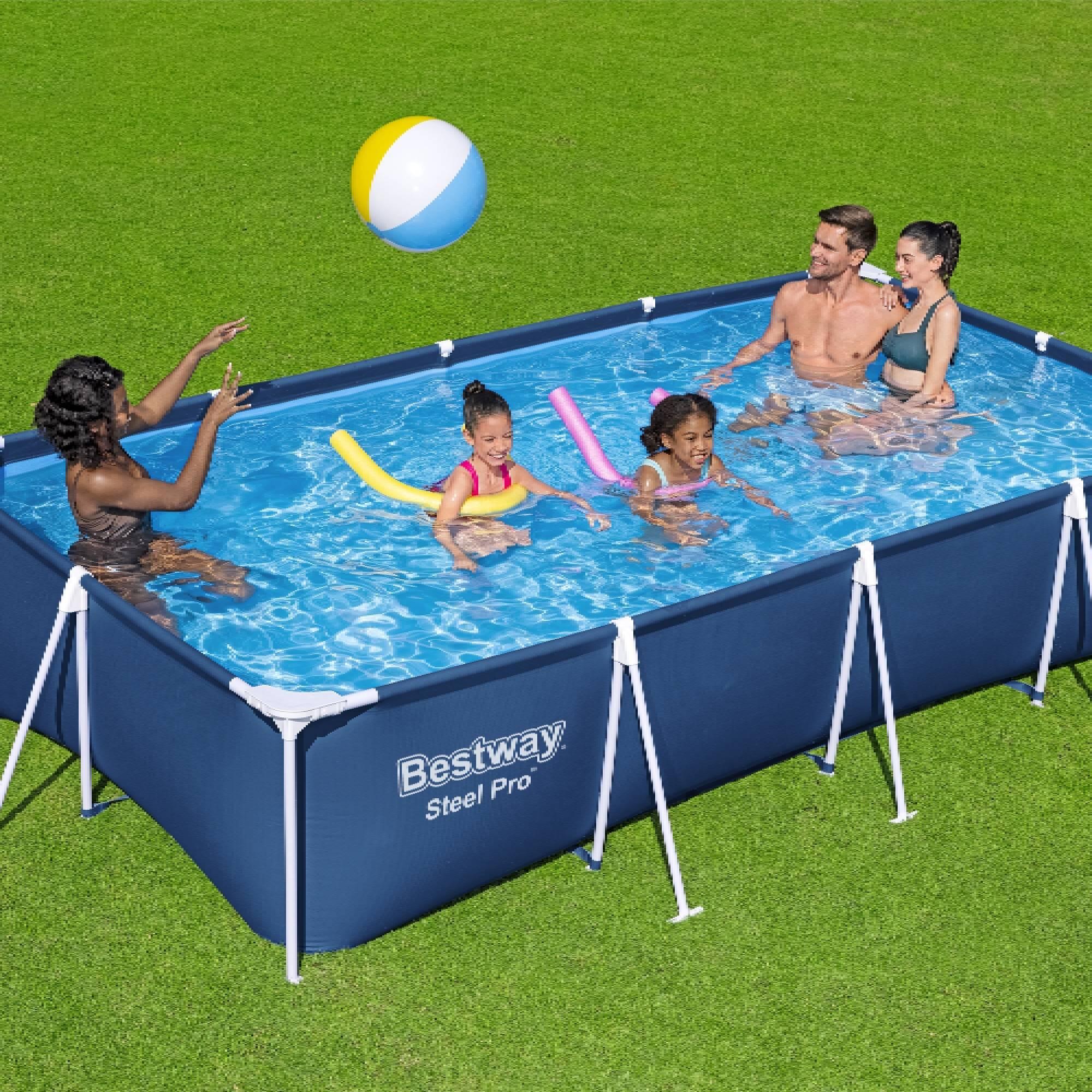 Piscina SteelPro retangular 400X211X81 CM com Bomba Depuradora e Filtro 7/11