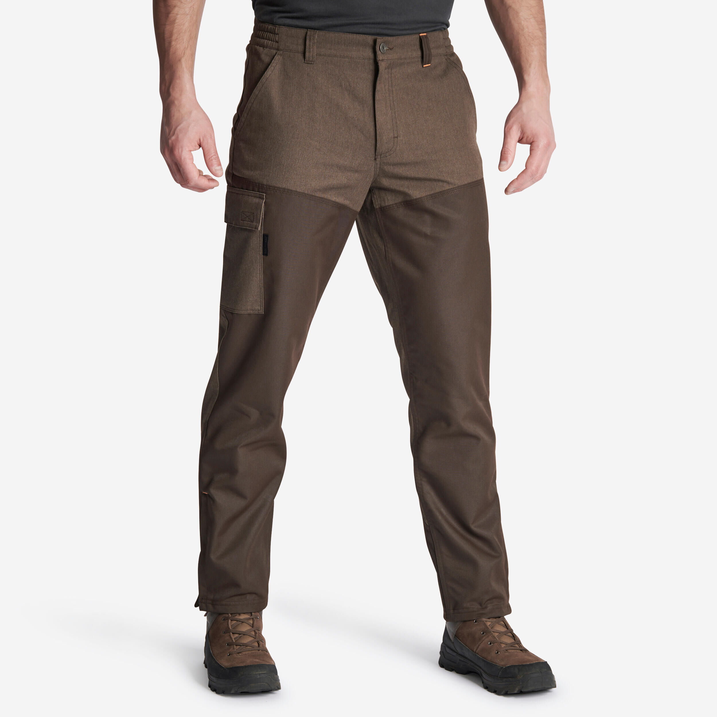SOLOGNAC TAPERED HUNTING TROUSERS RENFORT 100 - BROWN