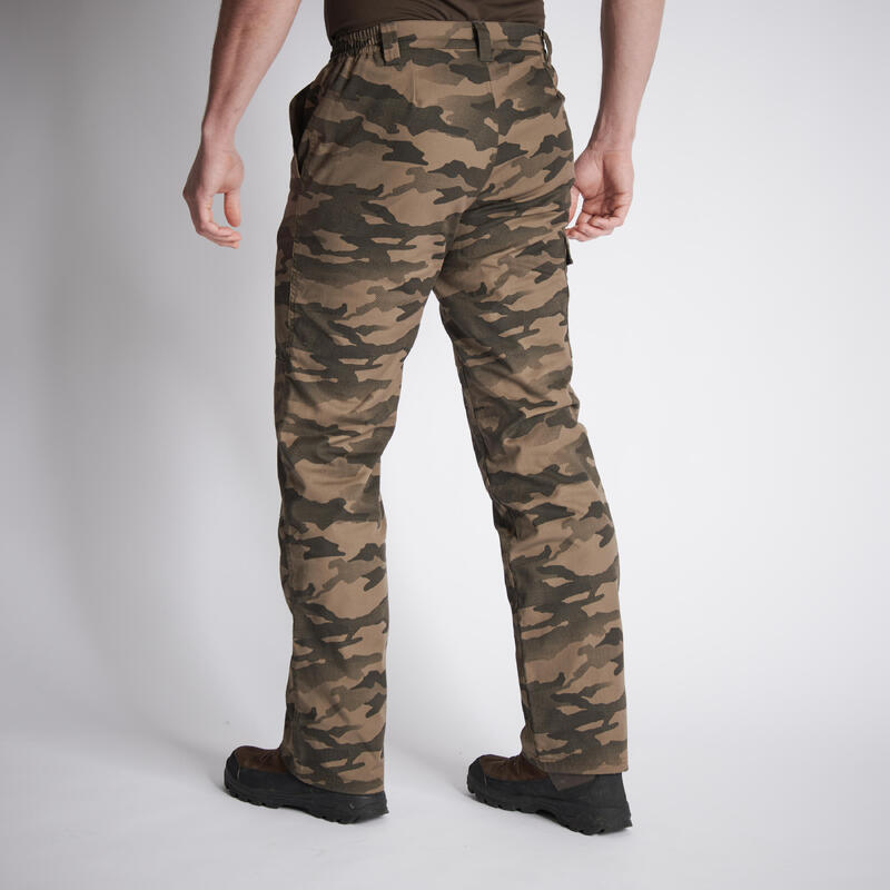 Pantalón De Caza Hombre Solognac 100 Cargo Camuflaje Halftone Cálido Polar