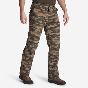 Pantalón De Caza Hombre Solognac 100 Cargo Camuflaje Halftone Cálido Polar