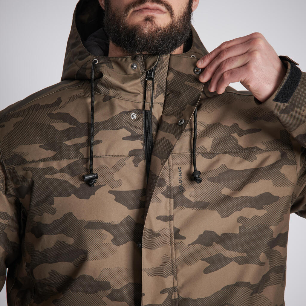 WARM WATERPROOF JACKET 100 CAMO WOODLAND