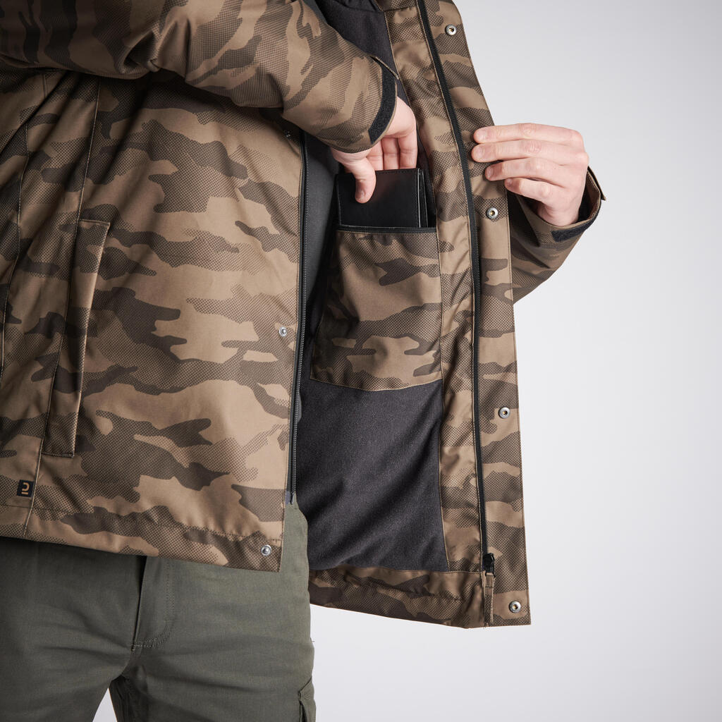 Jacke 100 wasserdicht warm Camouflage Woodland 