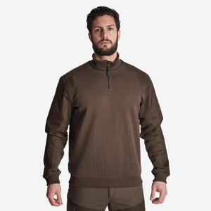 Jersey Caza Solognac Renfort 500 Hombre Marrón Calido Media Cremallera