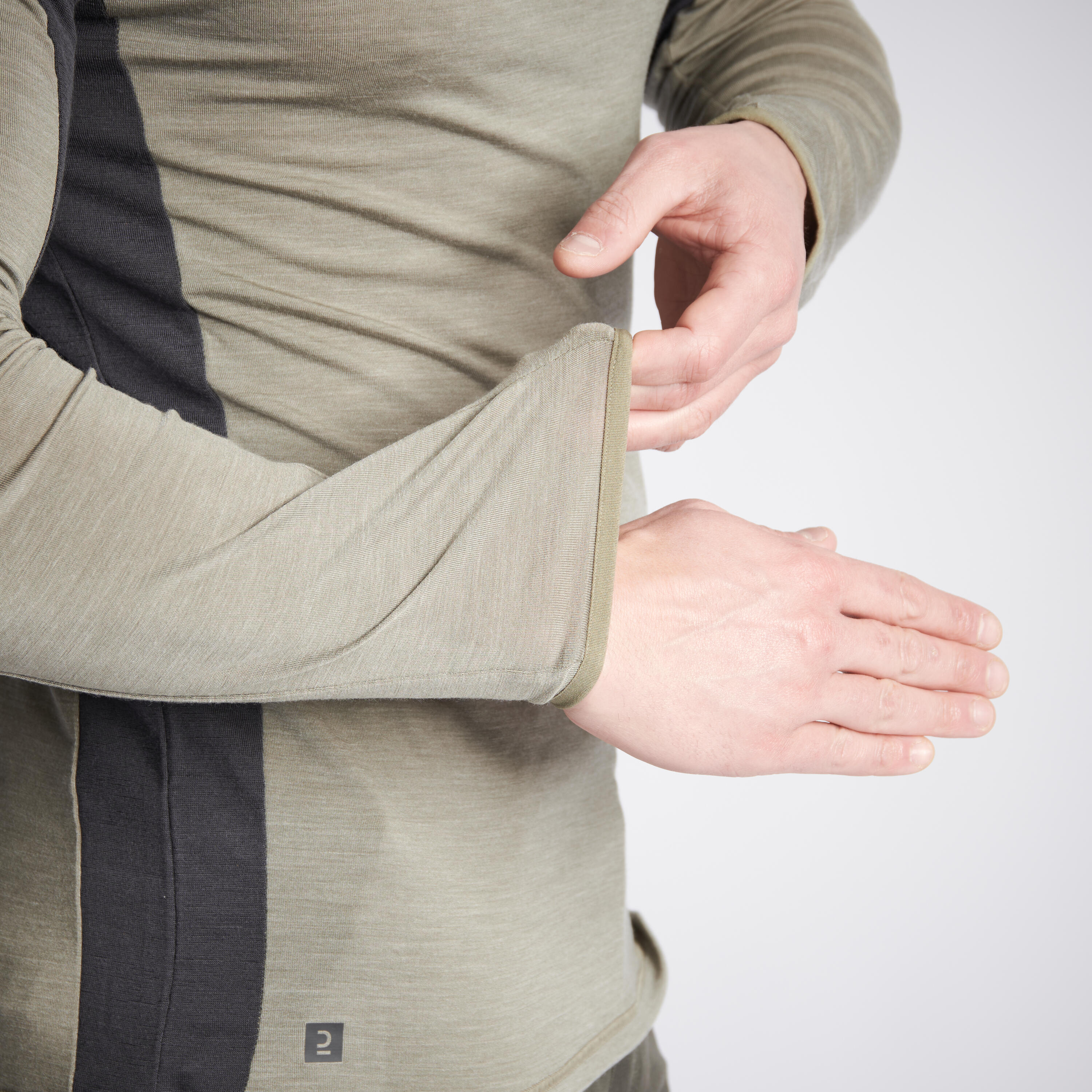 Men Long-sleeved Breathable Merino Wool Zipped T-shirt - 900 Green - SOLOGNAC