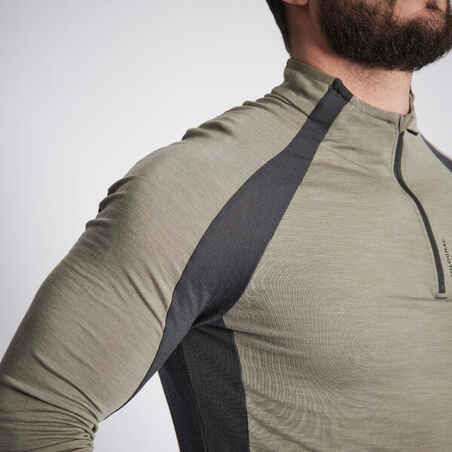 Men's Long-sleeved Breathable Merino Wool Zipped T-shirt - 900 light green