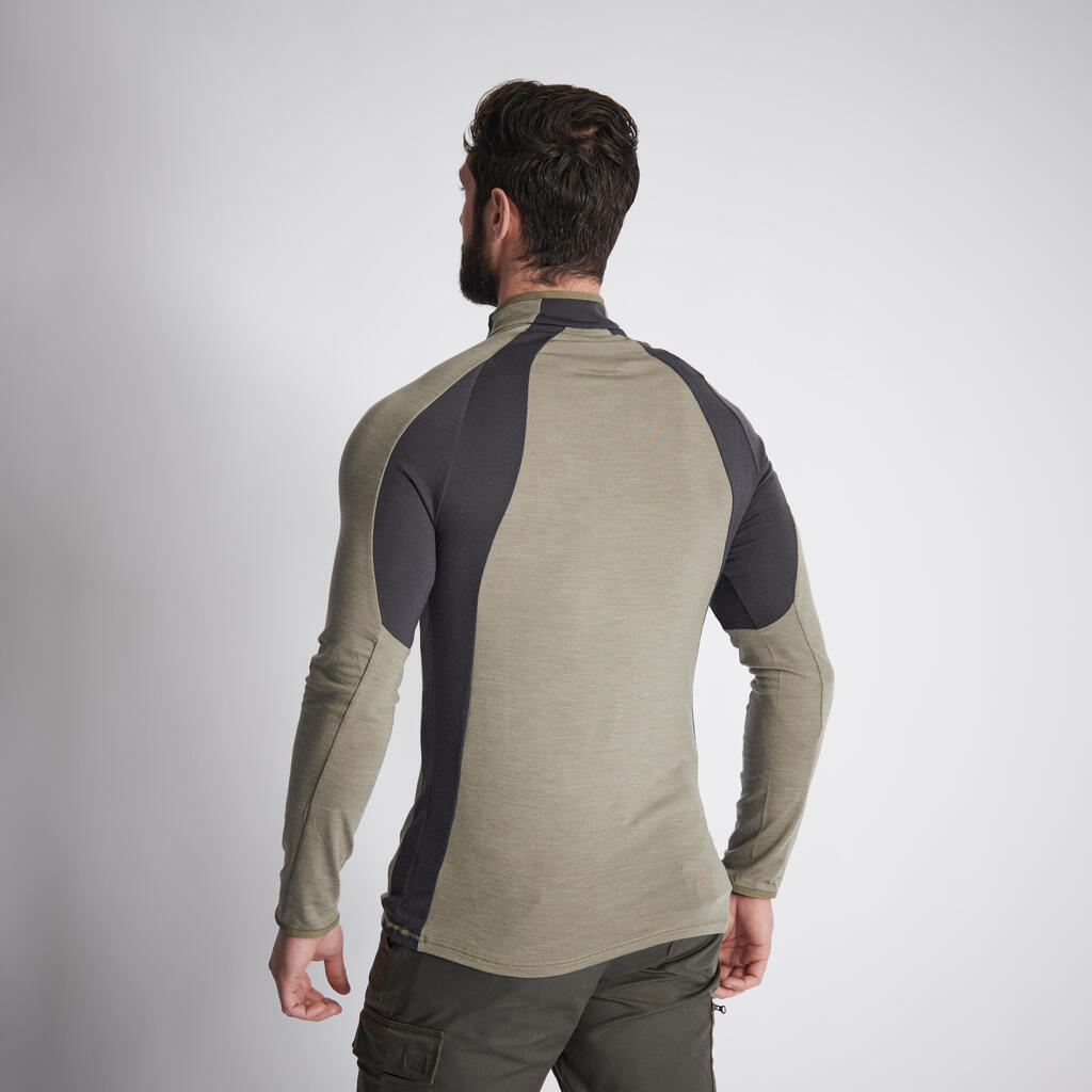 Men's Long-sleeved Breathable Merino Wool Zipped T-shirt - 900 light green