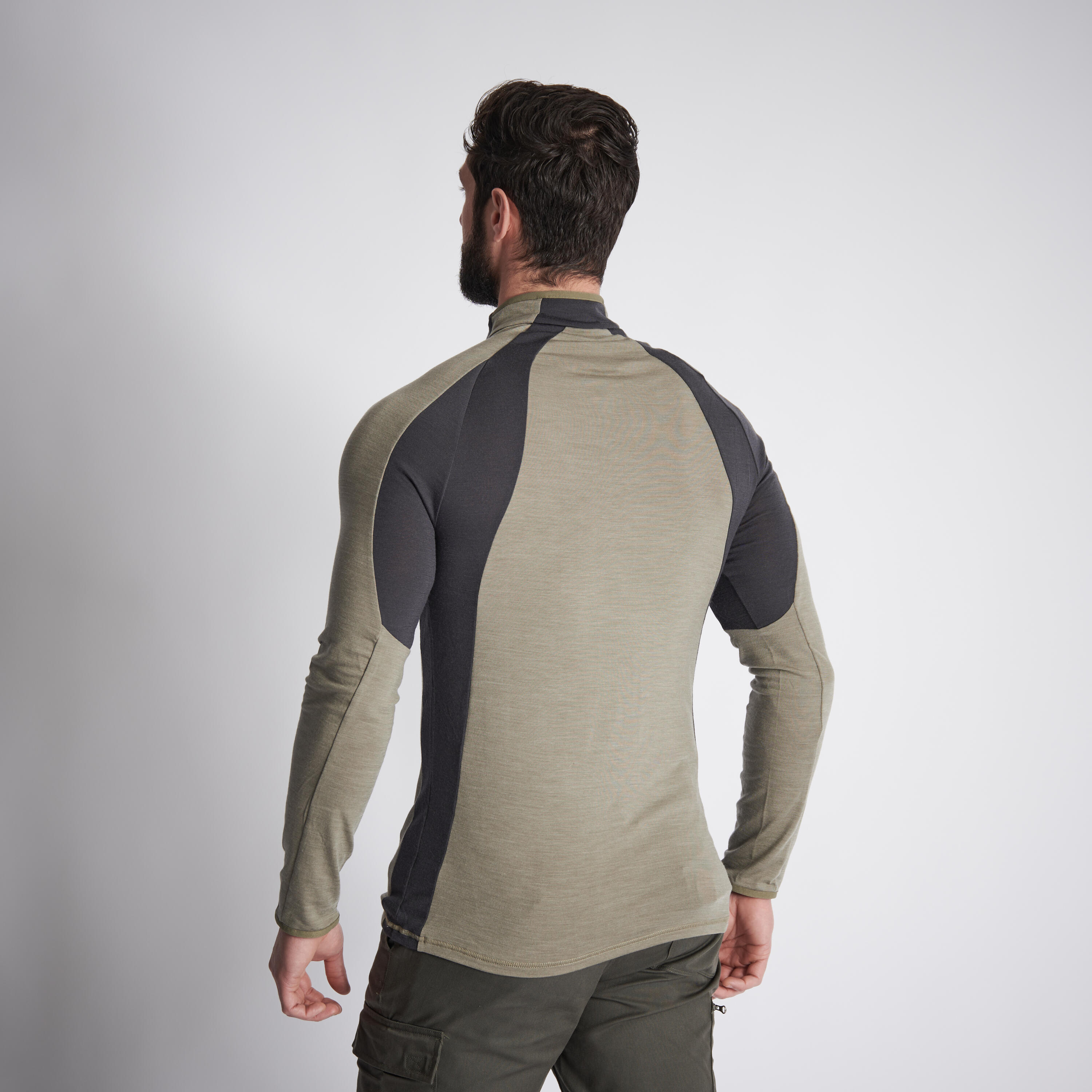 Men's Long-sleeved Breathable Merino Wool Zipped T-shirt - 900 light green 2/6