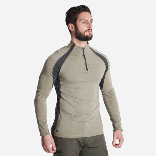 
      Men's Long-sleeved Breathable Merino Wool Zipped T-shirt - 900 light green
  