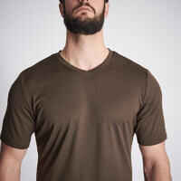 Men's Hunting Short-sleeved Breathable T-shirt 100 dark brown