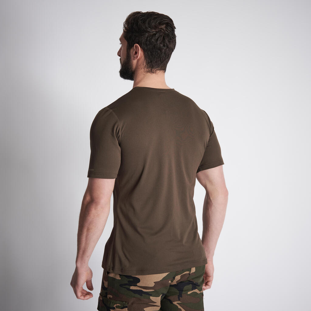 Men's Hunting Short-sleeved Breathable T-shirt 100 dark brown