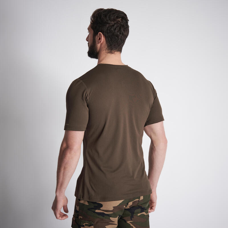 T-shirt Manches courtes respirant chasse homme 100 marron foncé