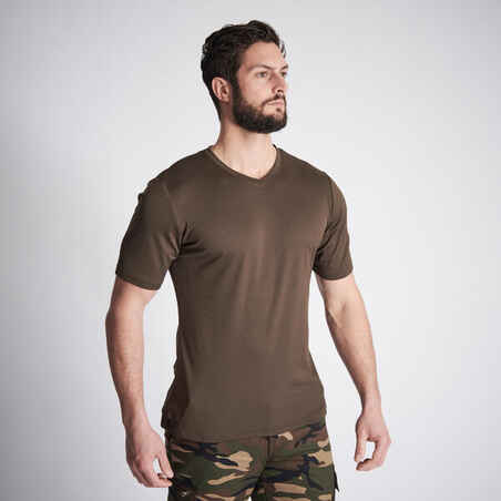 Men's Country Sport Short-Sleeved Breathable T-Shirt 100 Dark Brown