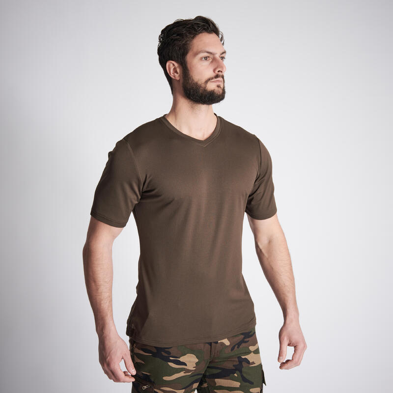 Jagd-T-Shirt 100 Herren atmungsaktiv braun 