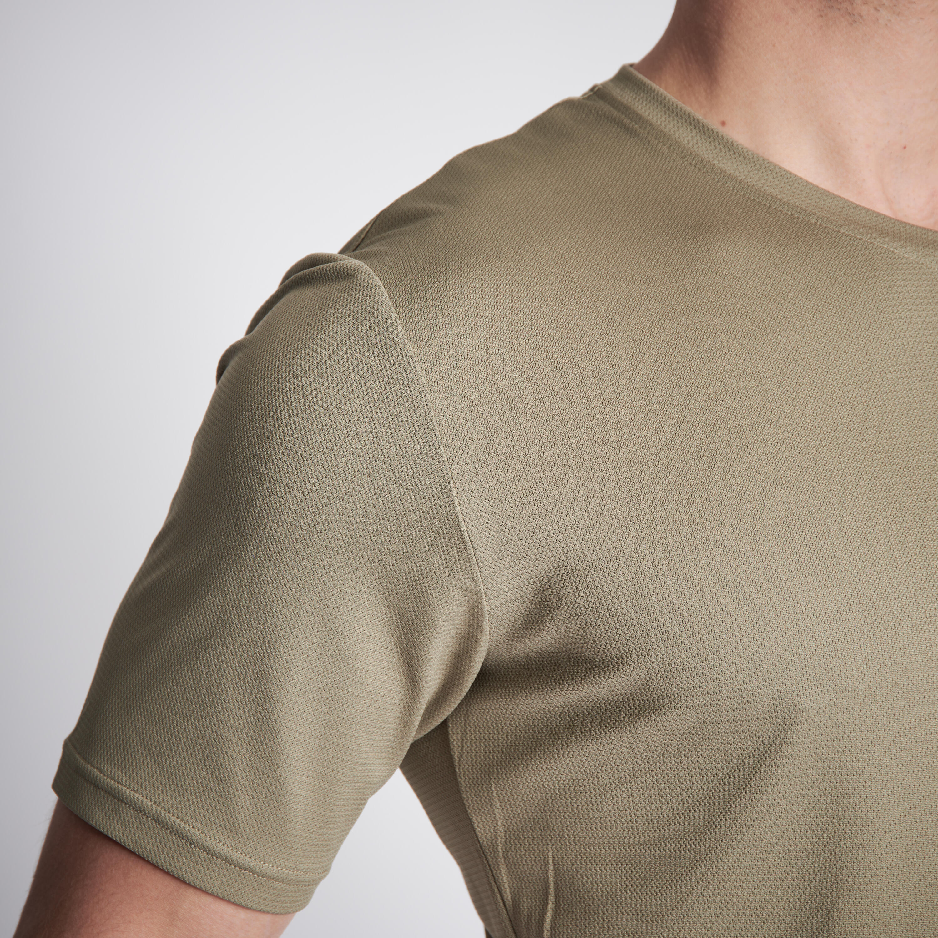 Men's Hunting Short-sleeved Breathable T-shirt 100 light green 4/5