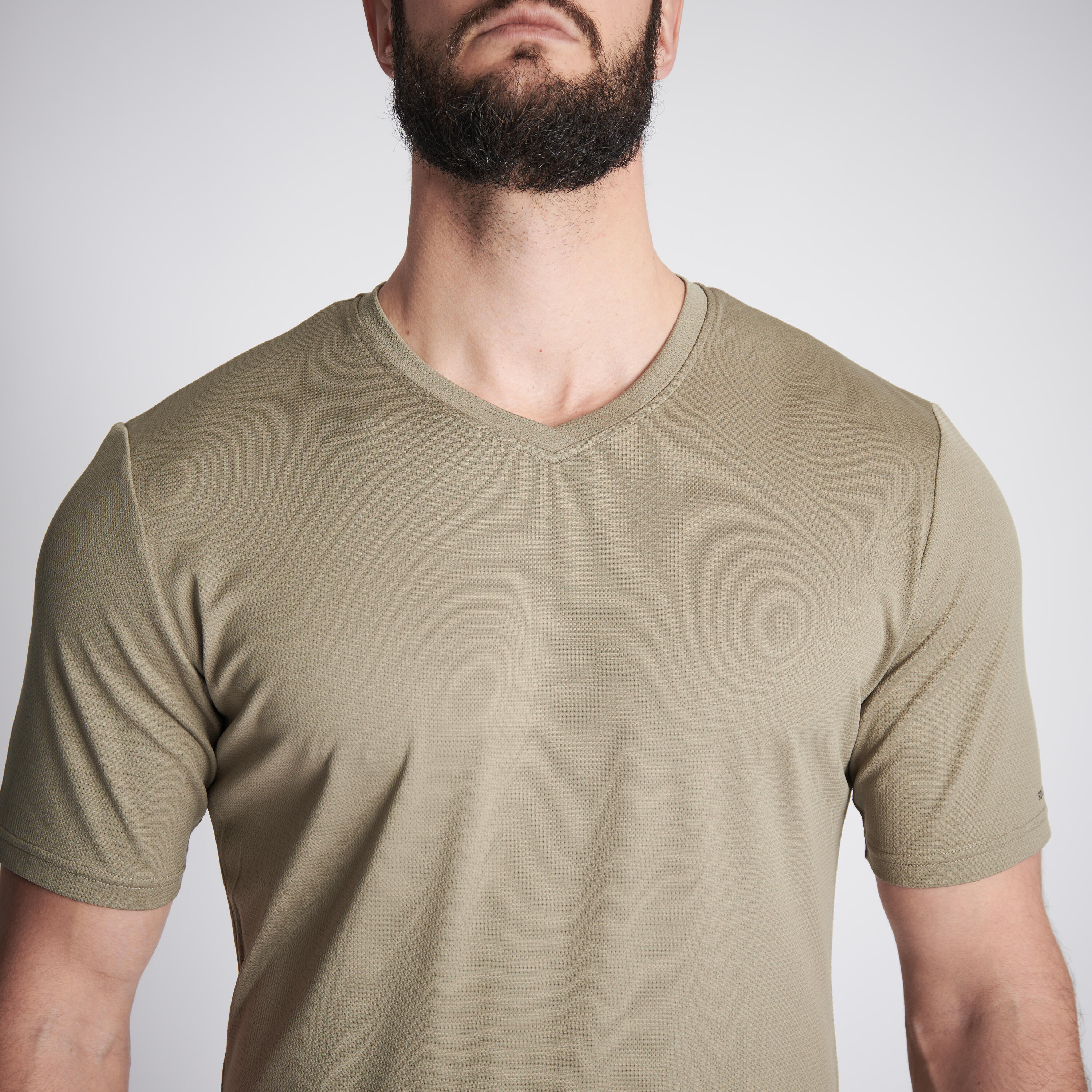 Men's Hunting Short-sleeved Breathable T-shirt 100 light green 3/5