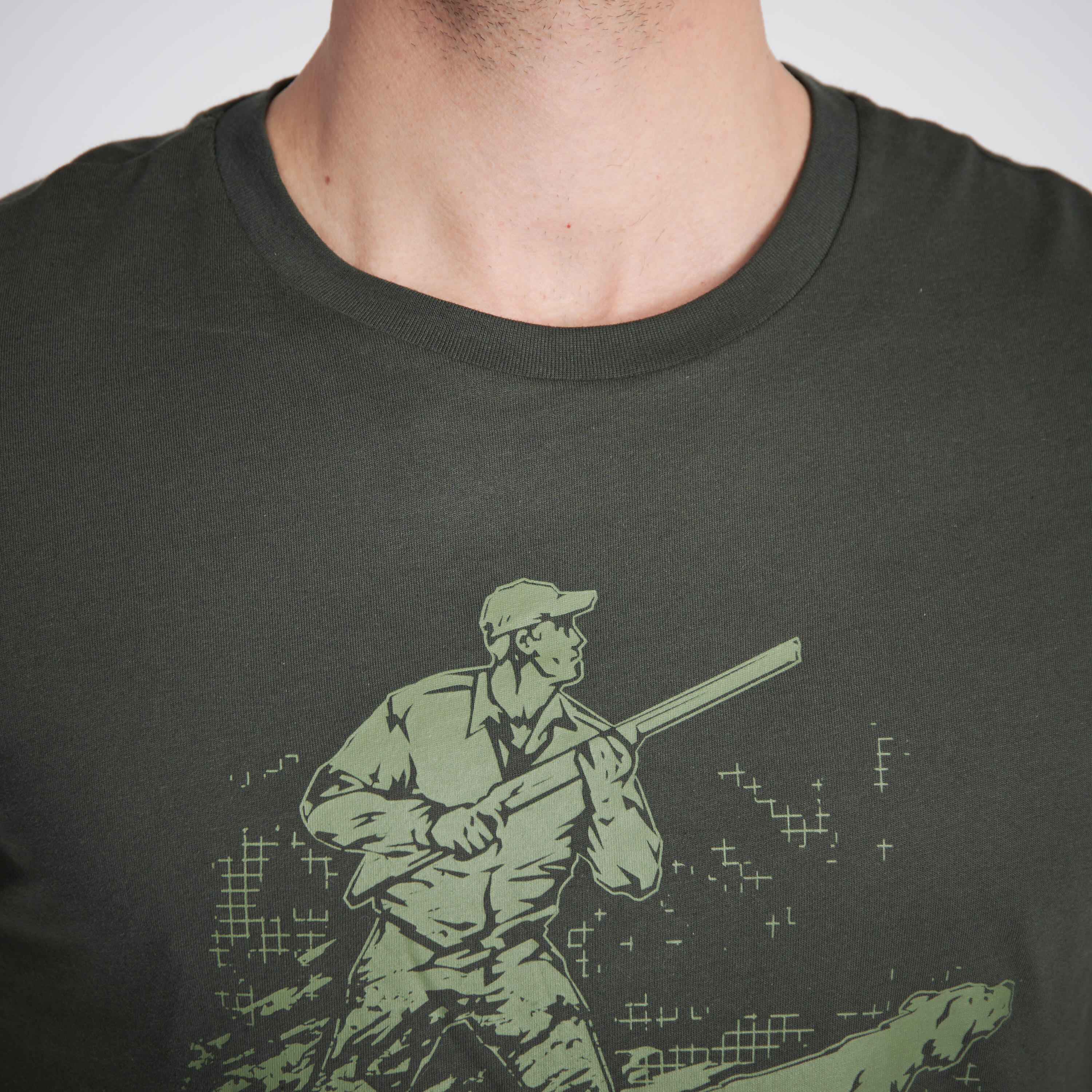 Gebraucht - T-Shirt 100 Jagd Baumwolle Jagdhund grün  5/8