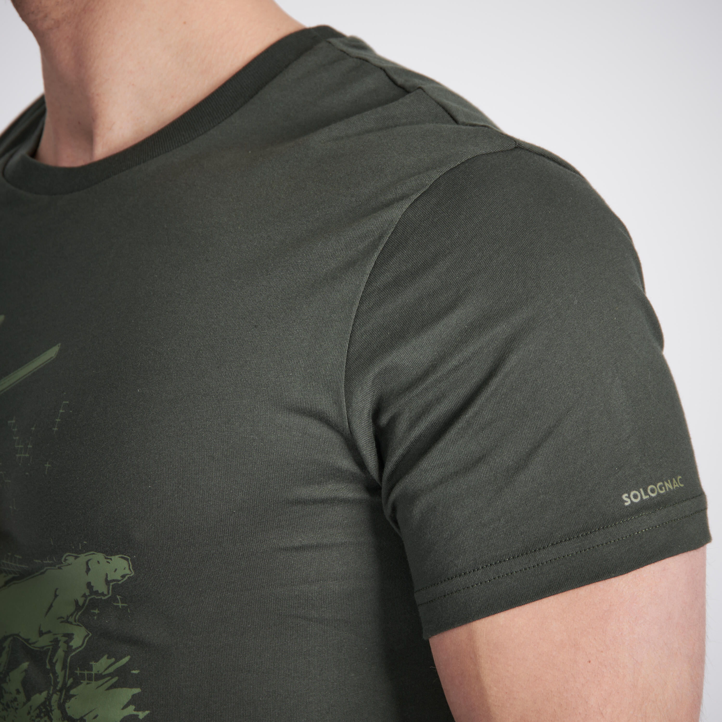 Men's Hunting Short-sleeved Cotton T-Shirt - 100 pointer green 4/5