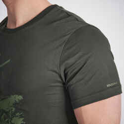 Short-sleeved hunting t-shirt 100 Green Stop dog