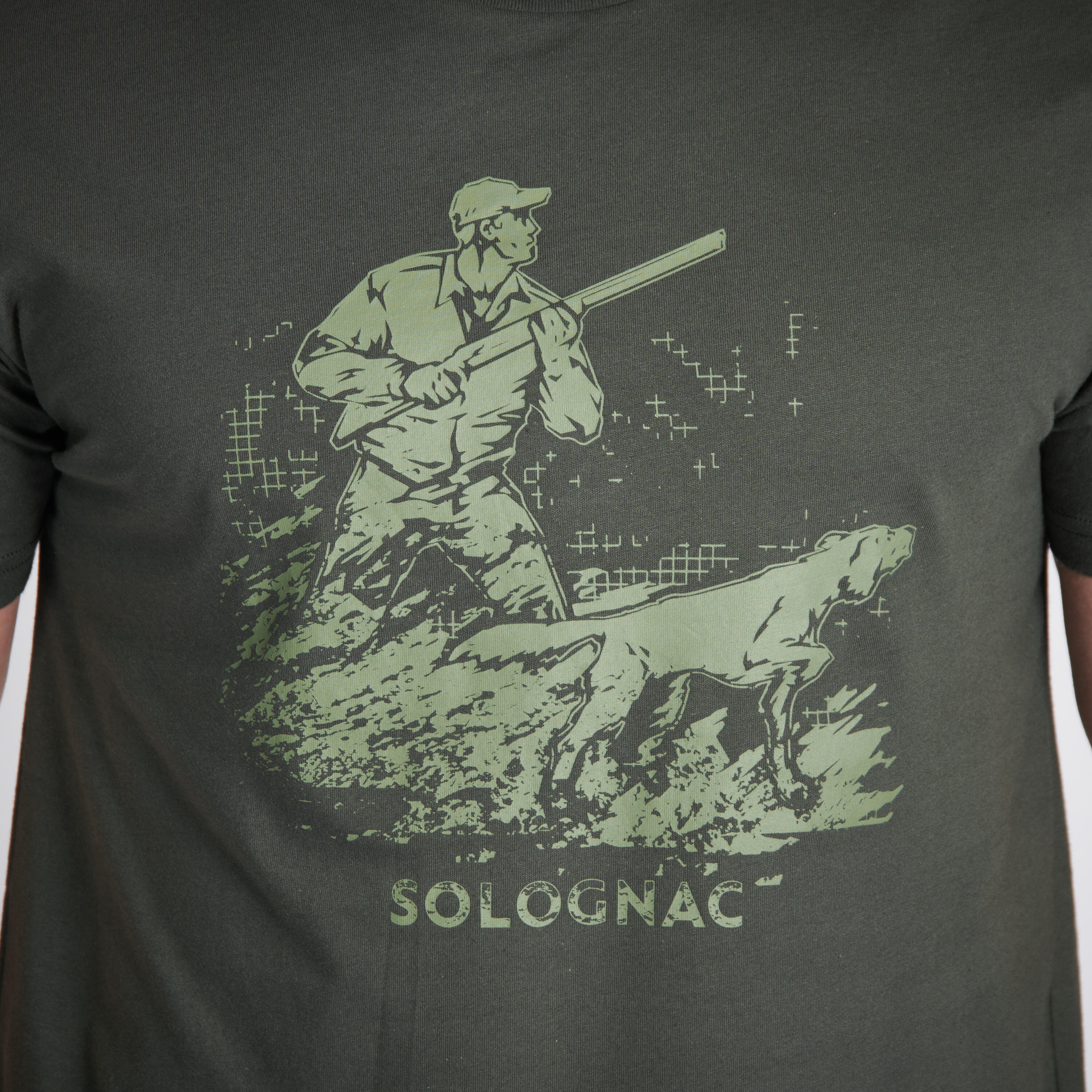 Gebraucht - T-Shirt 100 Jagd Baumwolle Jagdhund grün  3/8