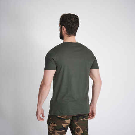 Short-sleeved hunting t-shirt 100 Green Stop dog