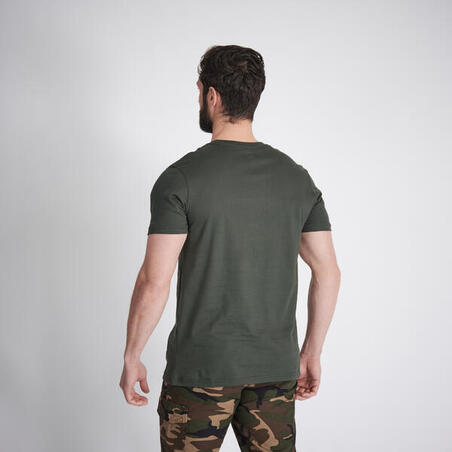 T-shirt manches courtes  chasse coton Homme - 100 Chien Arrêt vert