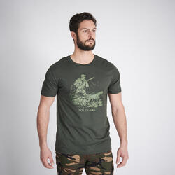 T-shirt met korte mouwen voor de jacht heren 100 katoen staande hond groen