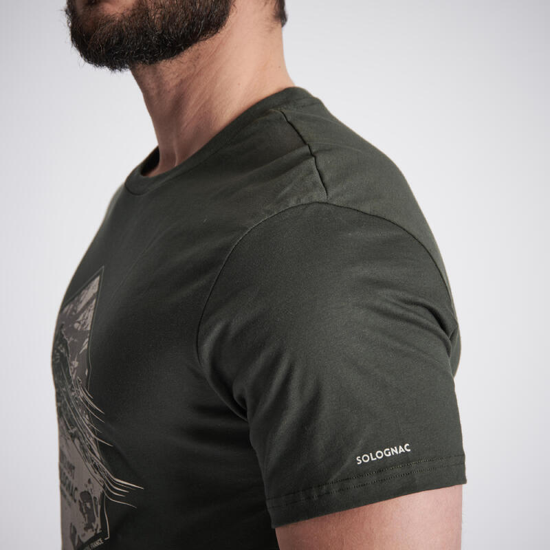 T-shirt manches courtes chasse coton Homme - 100 Sanglier Vert