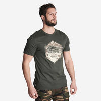 T-shirt manches courtes  chasse coton Homme - 100 Sanglier Vert