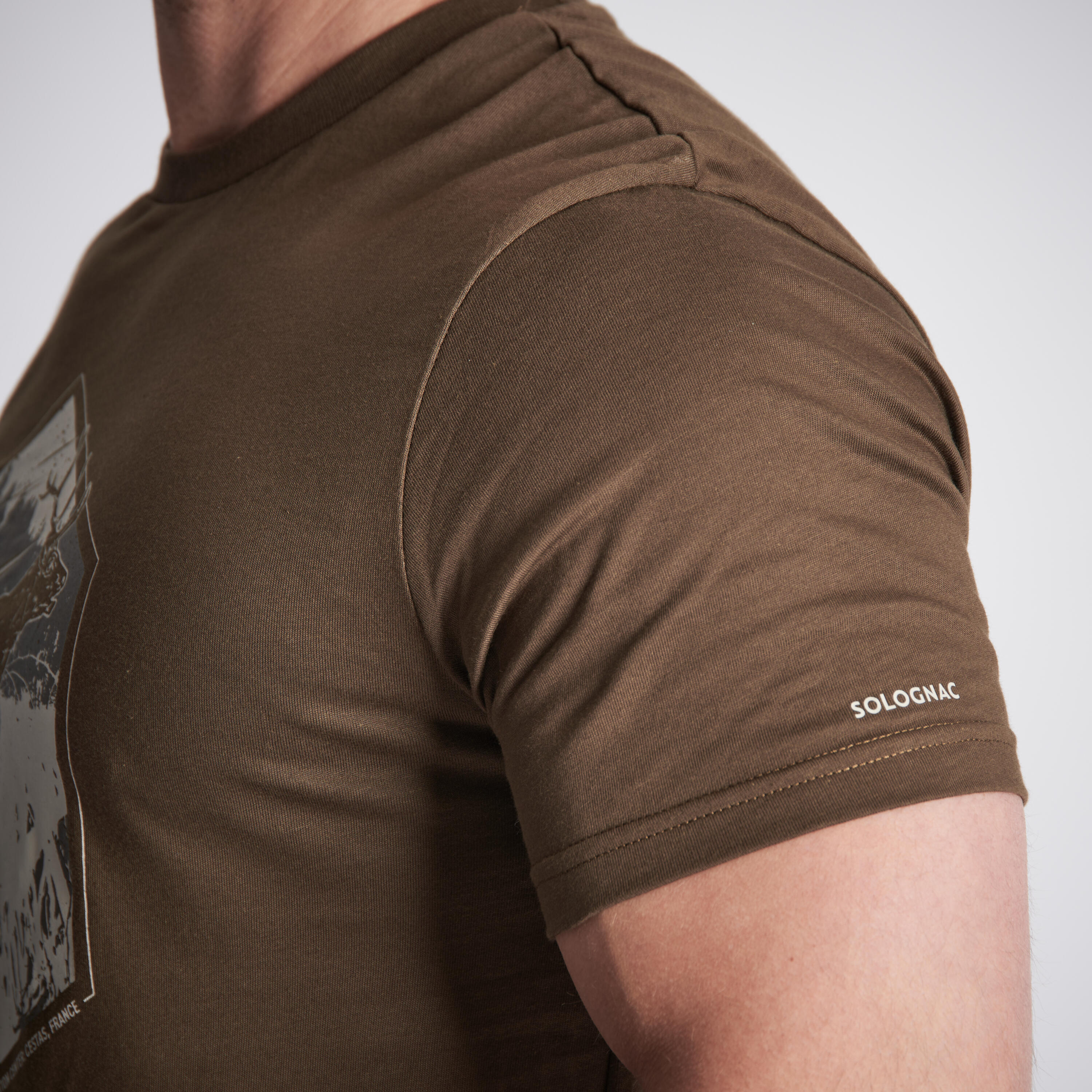 Short-Sleeved Cotton T-Shirt - 100 Stag Brown - SOLOGNAC