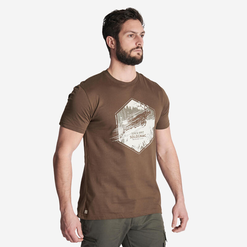Camiseta de algodón de senderismo para Hombre Solognac café - Decathlon