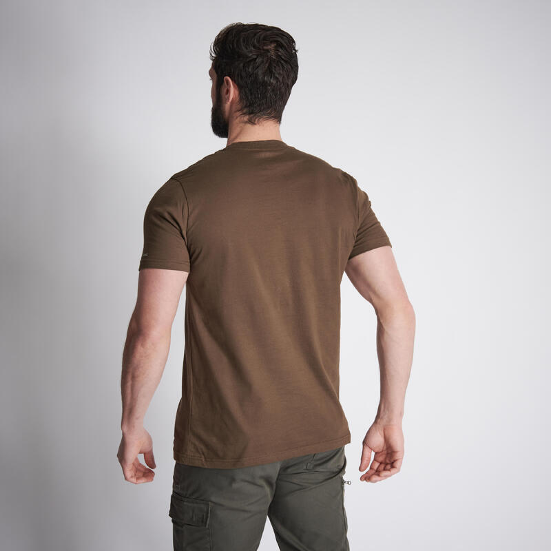 T-shirt manches courtes chasse coton Homme - 100 Cerf Marron