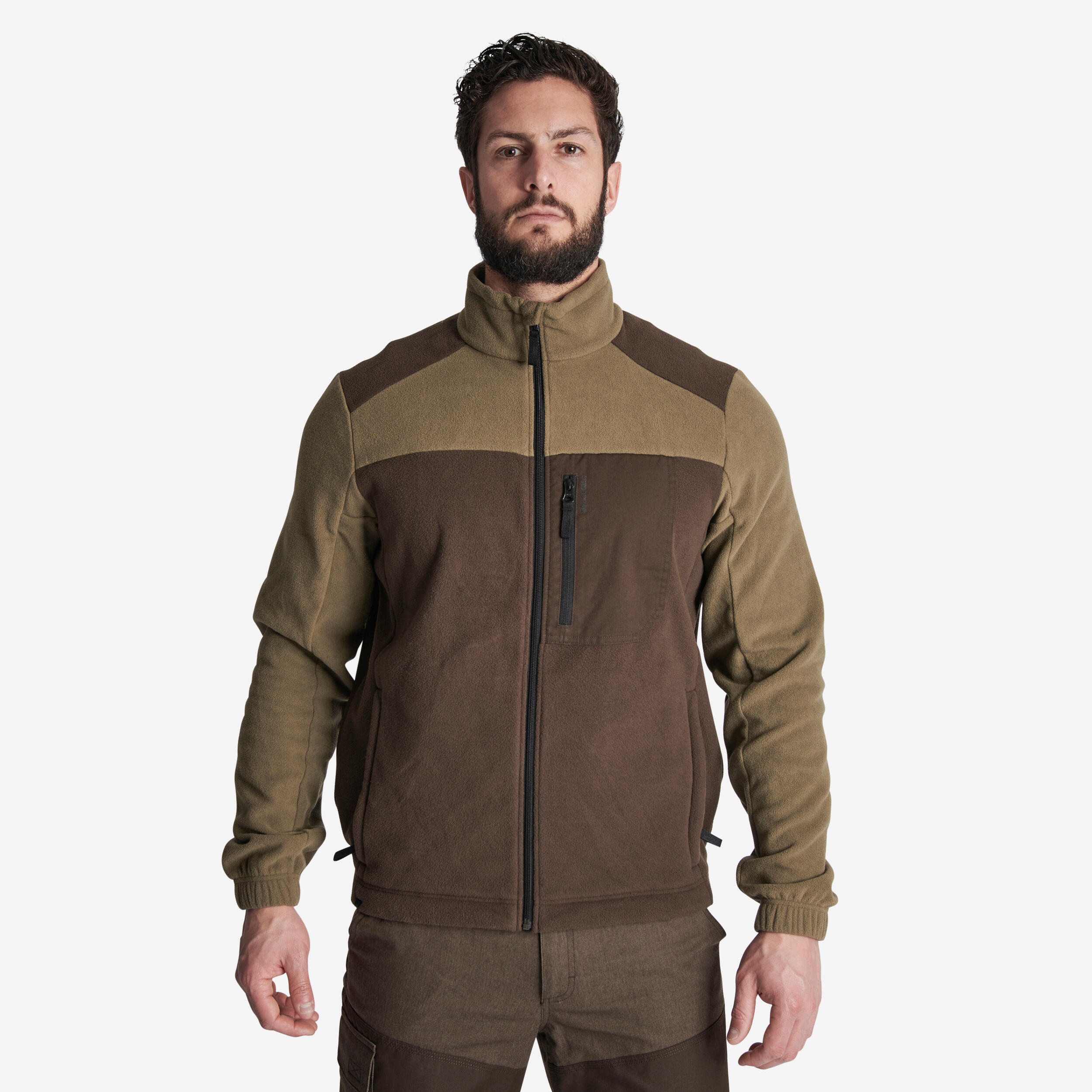 Decathlon | Pile caccia 500 marrone-verde |  Solognac