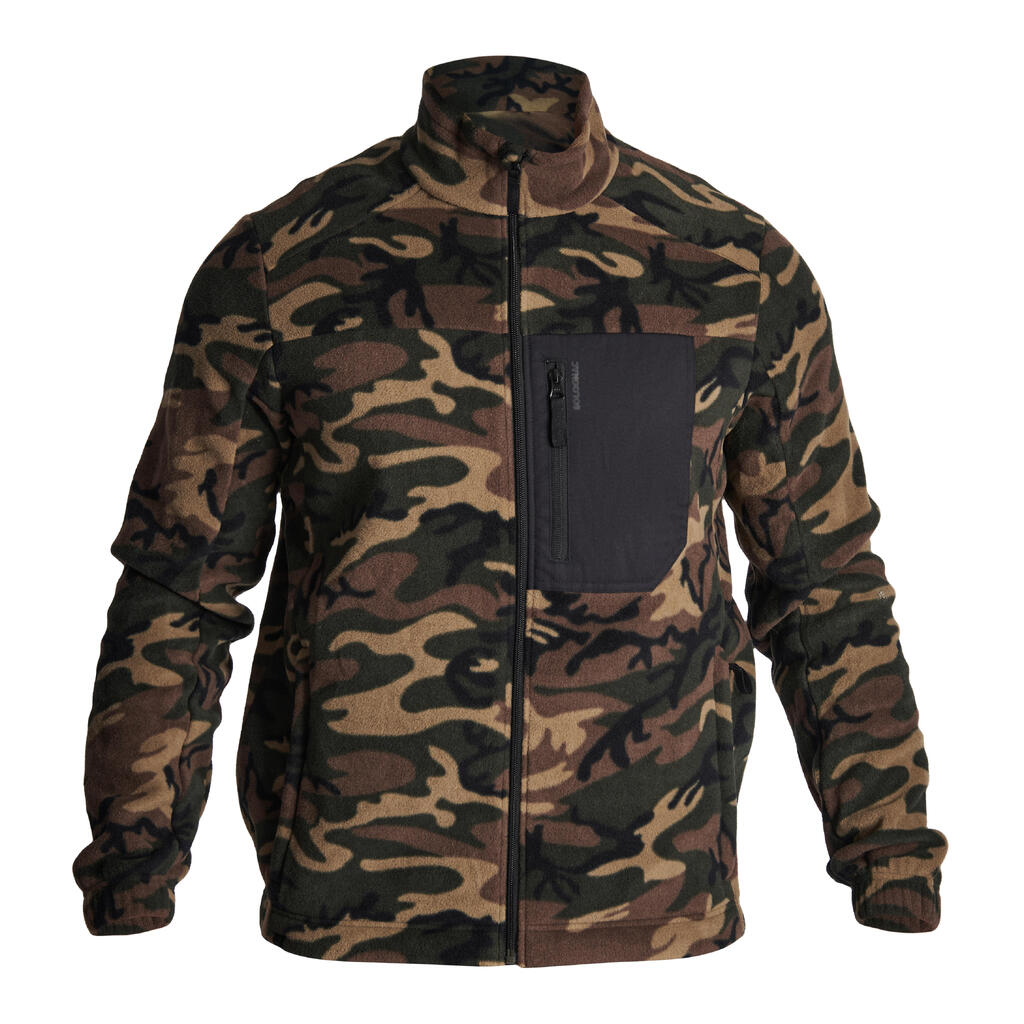 Chaqueta polar térmica de avistamiento para Hombre Solognac 500 camuflada
