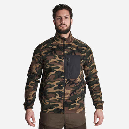 Chaqueta polar térmica de avistamiento para Hombre Solognac 500 camuflada