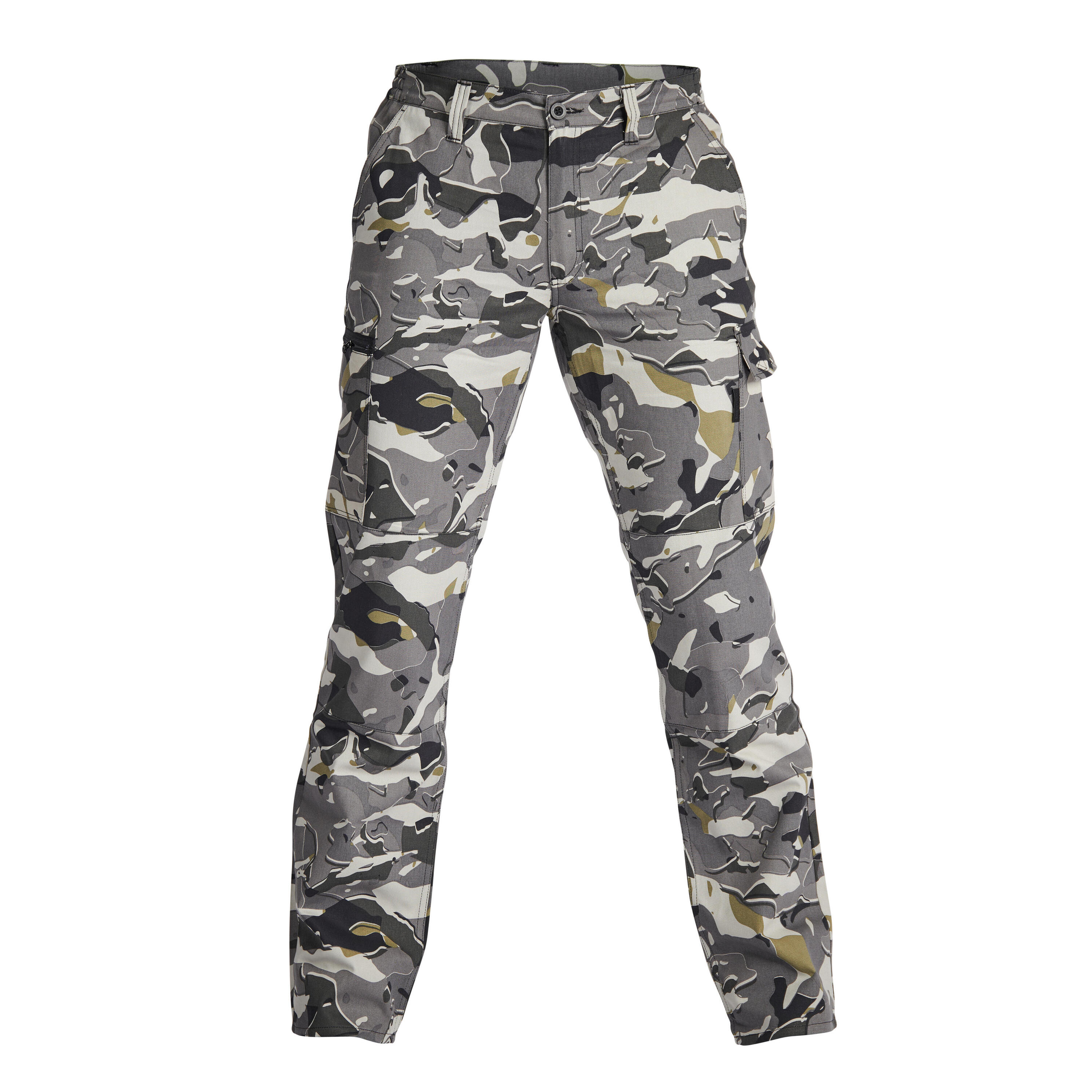 Pantalón Cargo Hombre Solognac Steppe 300 Camuflaje  Woodland Gris Resistente 14/28