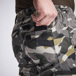 Men’s Regular Trousers - Steppe 300 Woodland Camo Grey