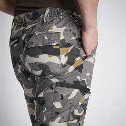 Men’s Regular Trousers - Steppe 300 Woodland Camo Grey